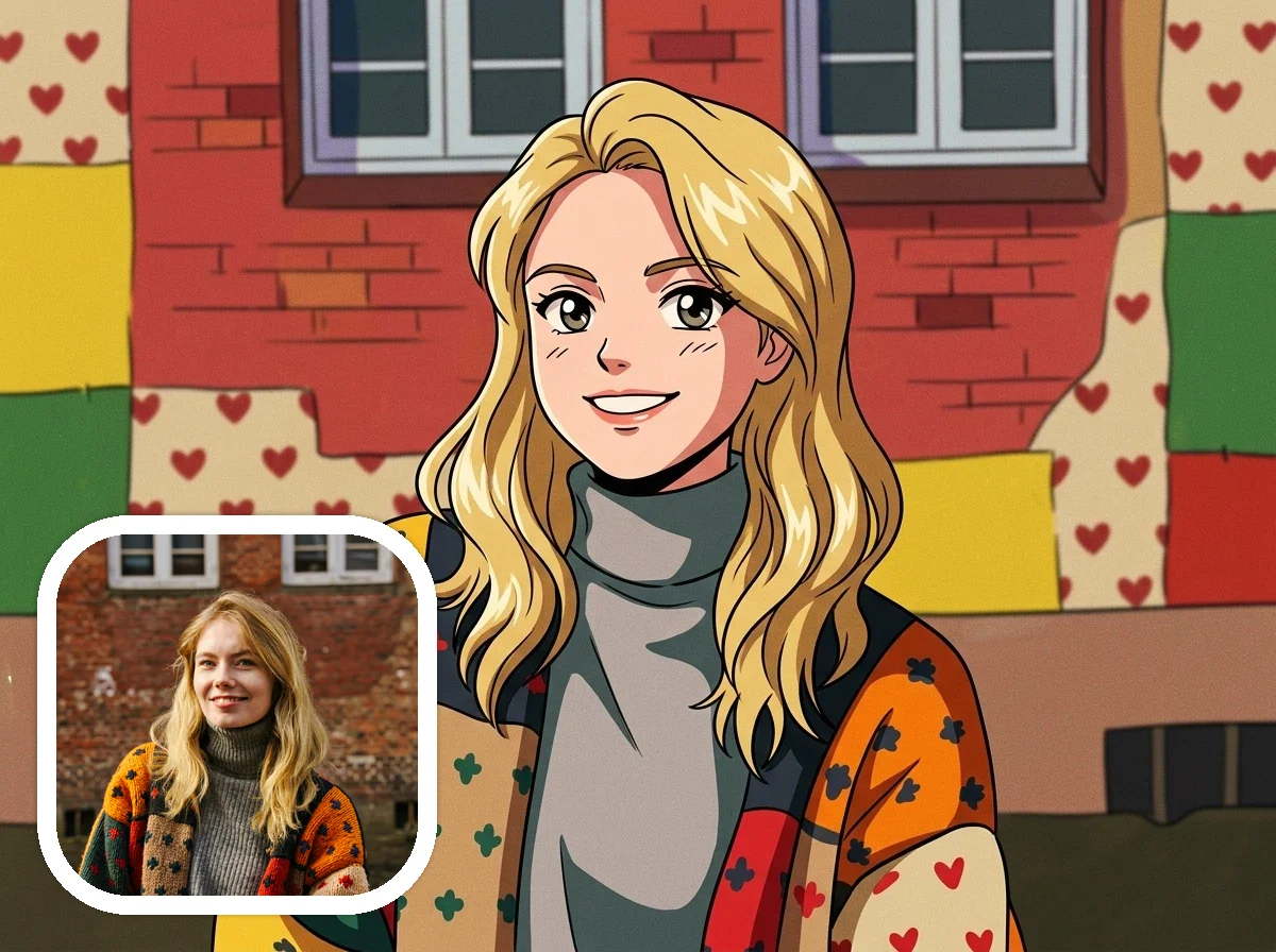 90s Anime Style nostalgic anime portraits before and after example