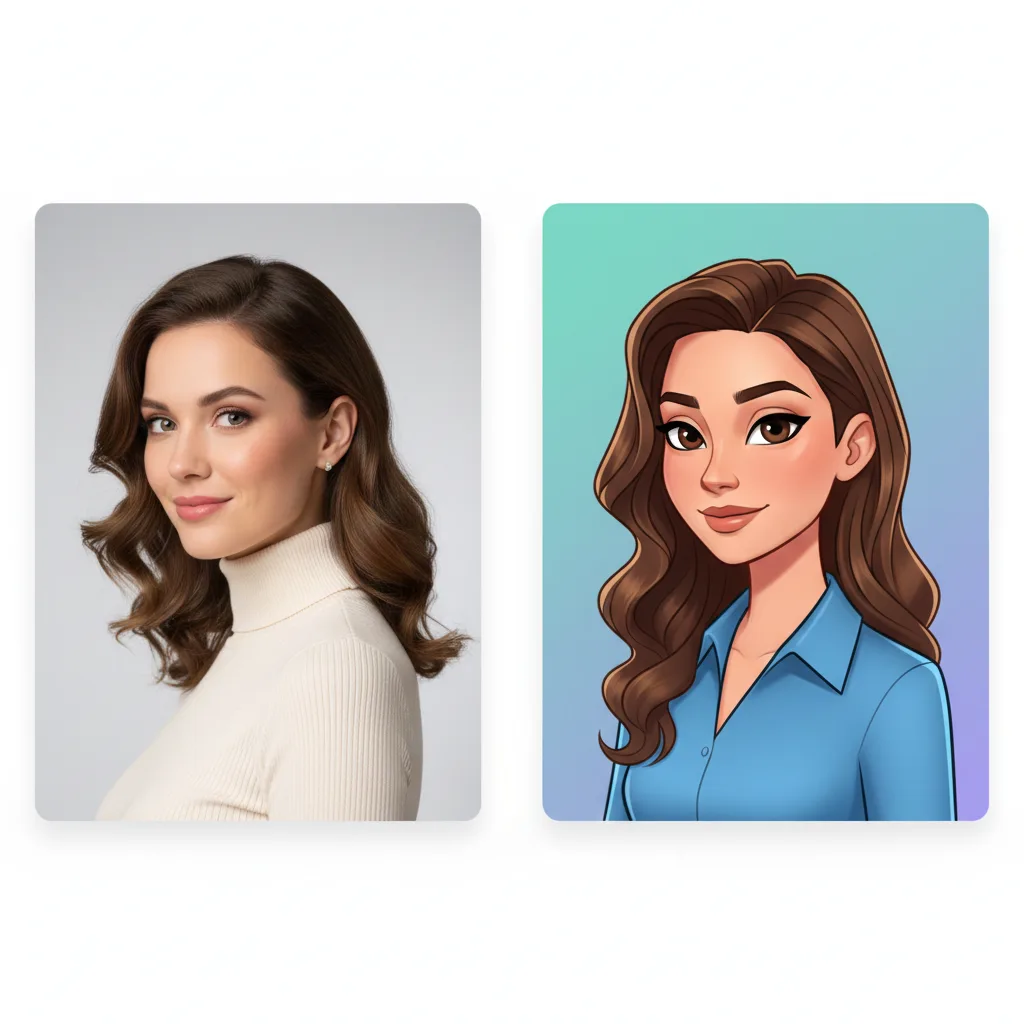 Profile and content example image for AI cartoon generator from photo use case