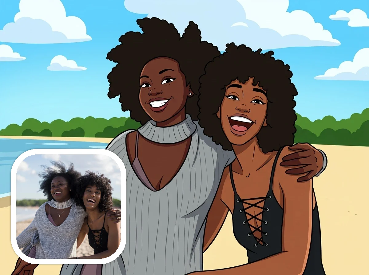 American Cartoon friends before and after example