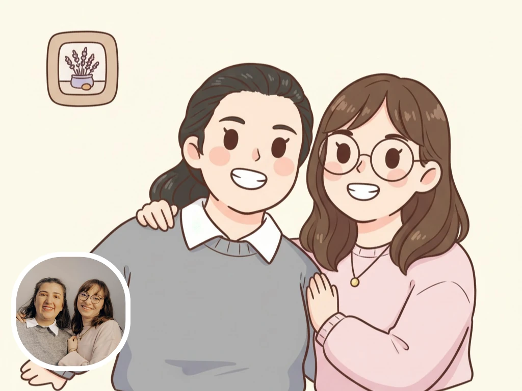 カップル写真をちび化した例