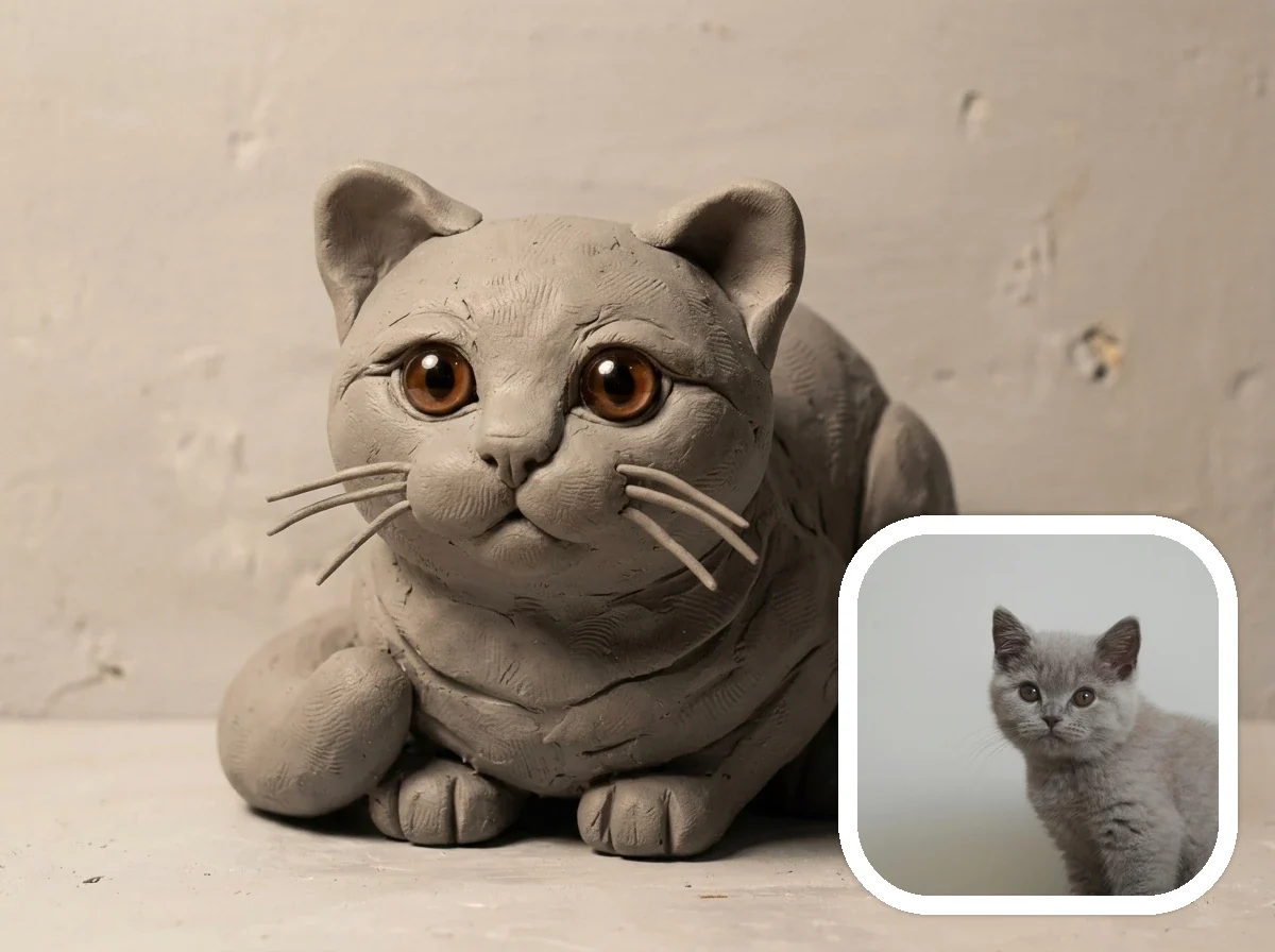 Claymation Style 반려동물 전후 예시