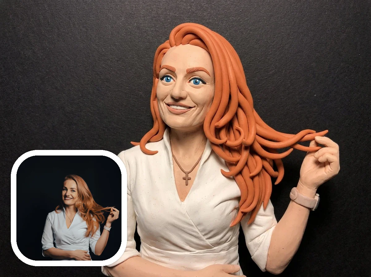 Claymation Style 캐릭터 초상 전후 예시