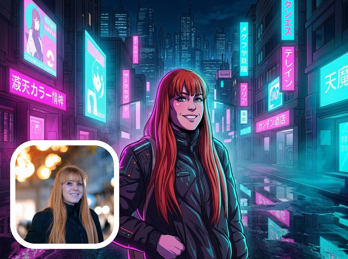 Cyberpunk Anime futuristic anime portraits before and after example