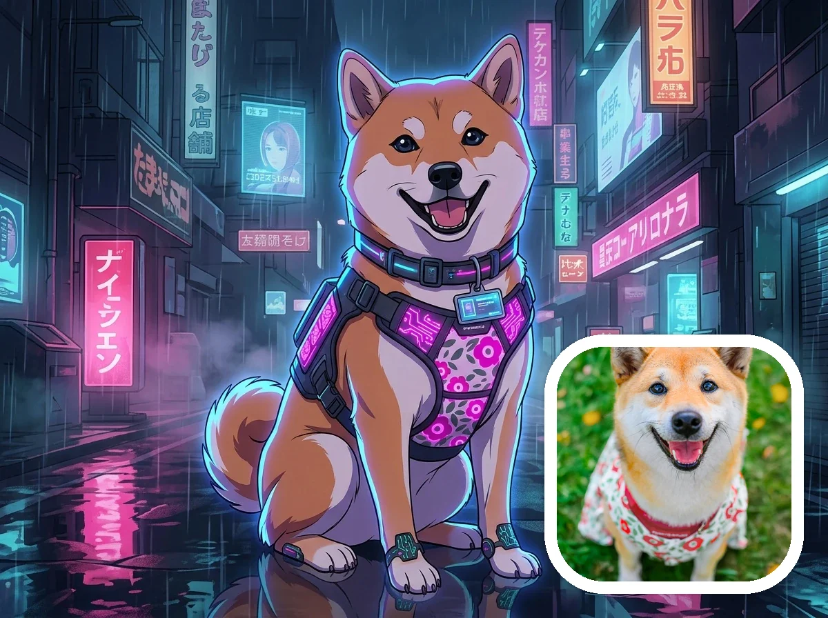 Cyberpunk Anime cyberpunk pet companions before and after example