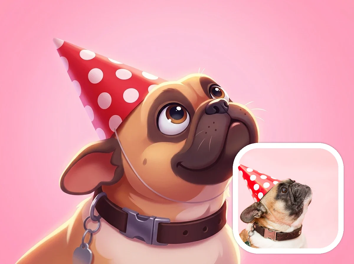 Disney Style magical pet companions before and after example