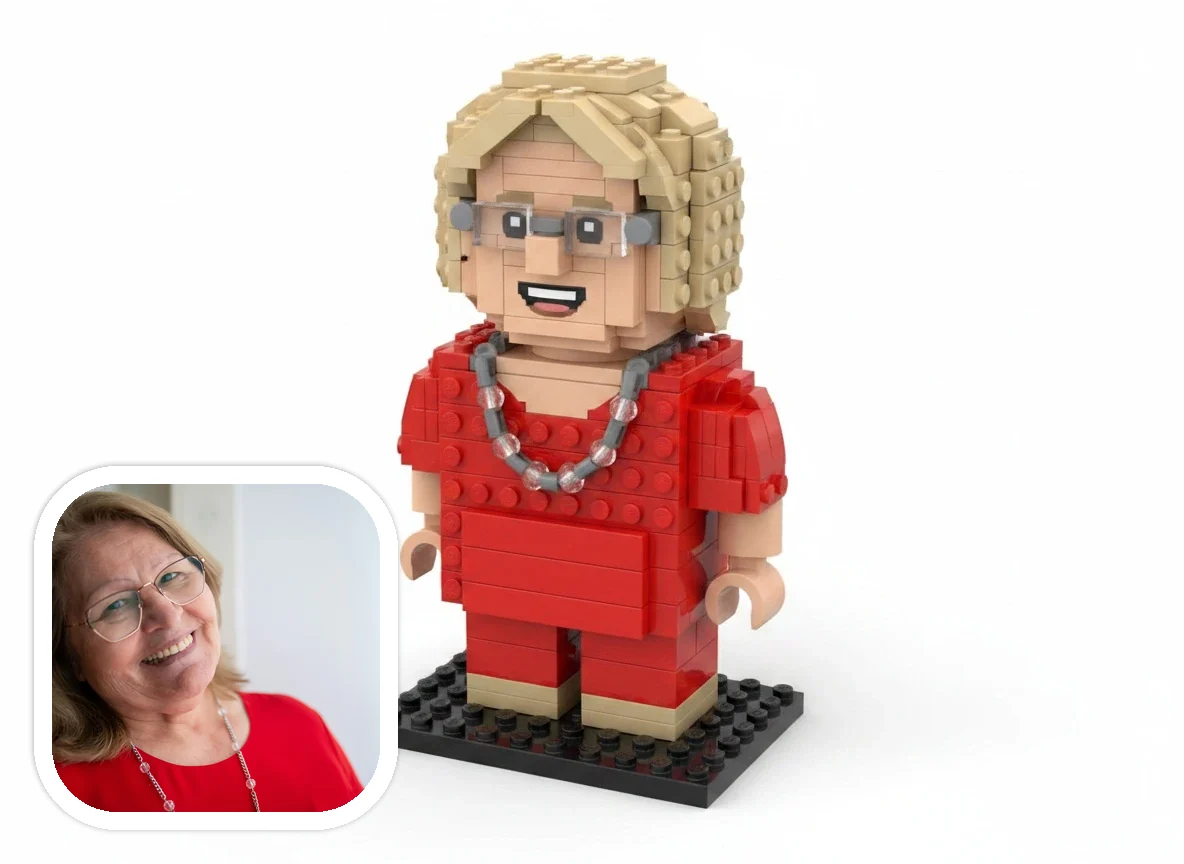 LEGO Style brick avatar portraits before and after example
