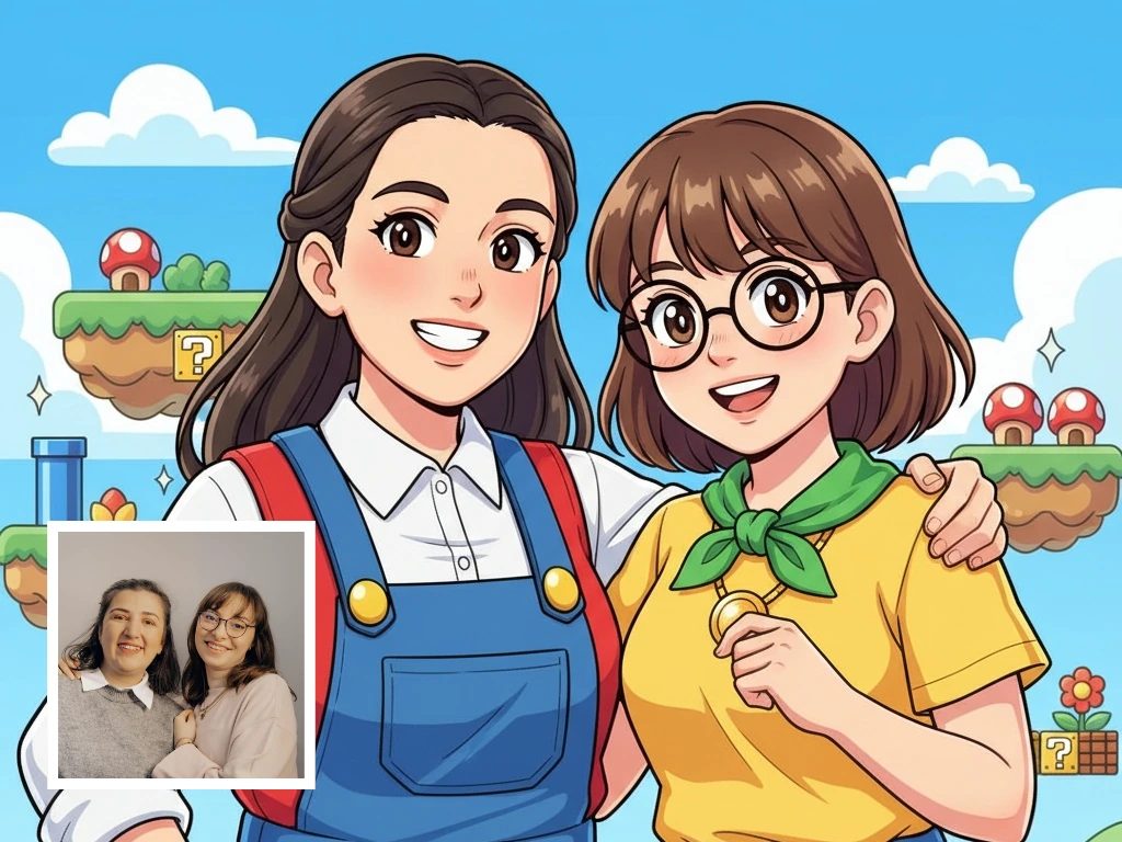 Photo a deux placeholder pour style anime inspire de Mario