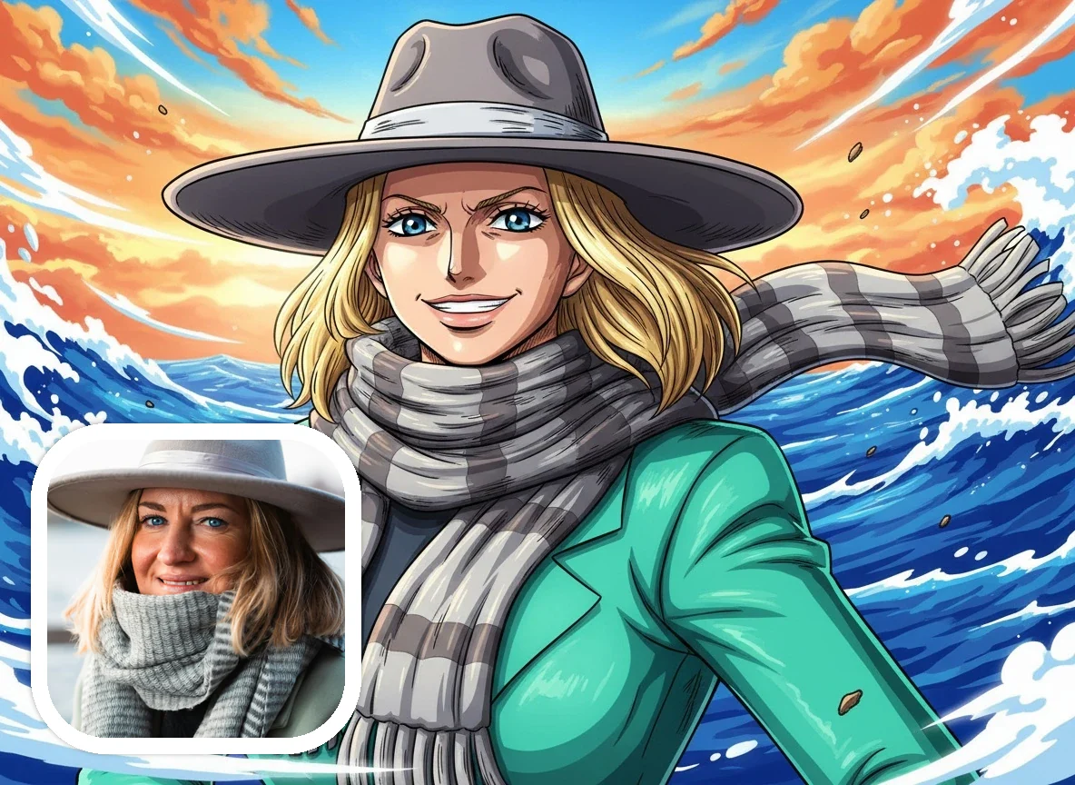 One Piece Style anime pirate portraits before and after example