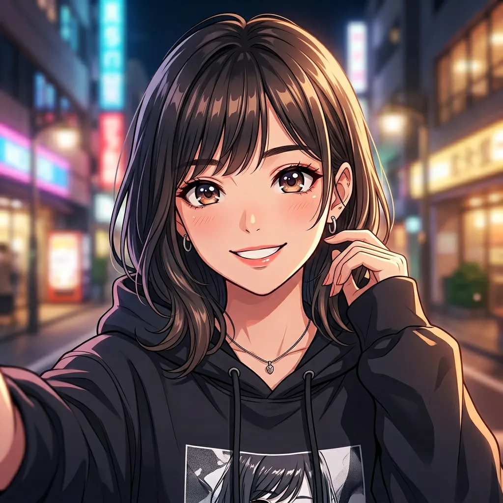 Selfie transformed into anime portrait artwork