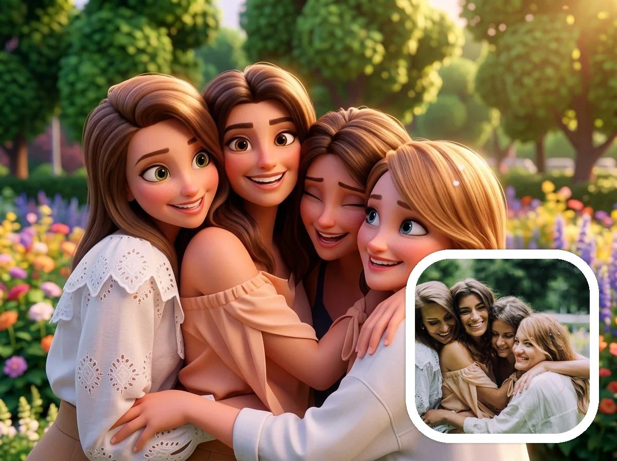 Pixar Style family and friend transformation before and after example